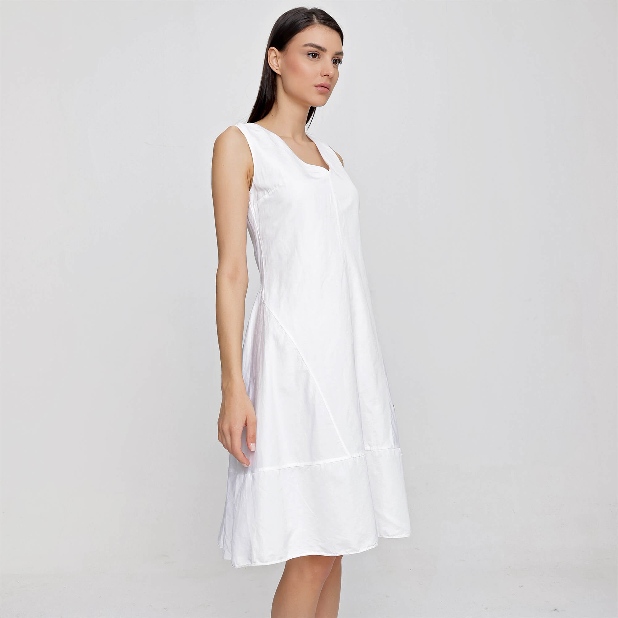 Marni - White V neck Sleeveless Dress